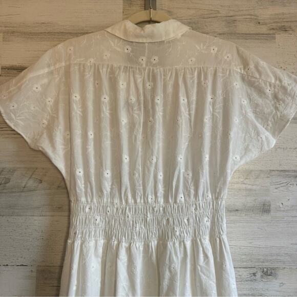 NWT Zara Openwork Embroidered Midi Cotton Dress Oyster White Blogger Favorite XS - Picture 9 of 16